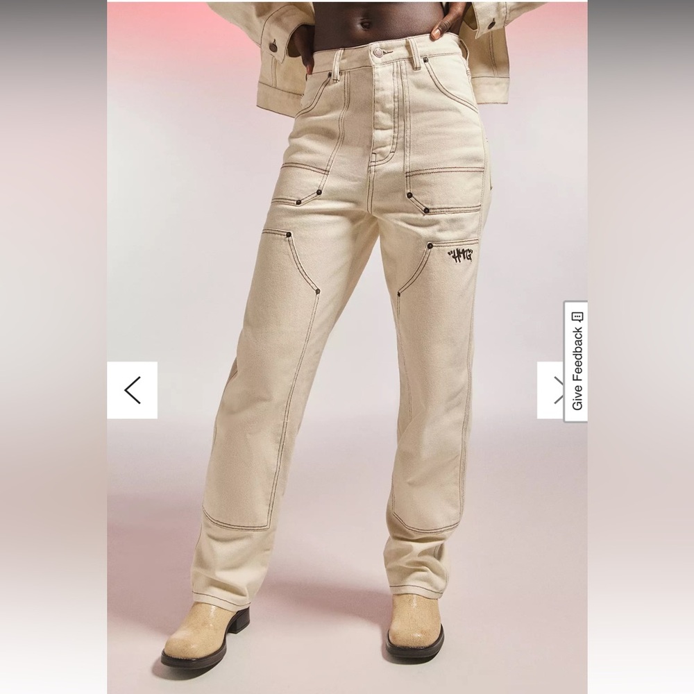 Honor the Gift Women Cargo Cream Straight‎ legs Jeans Medium